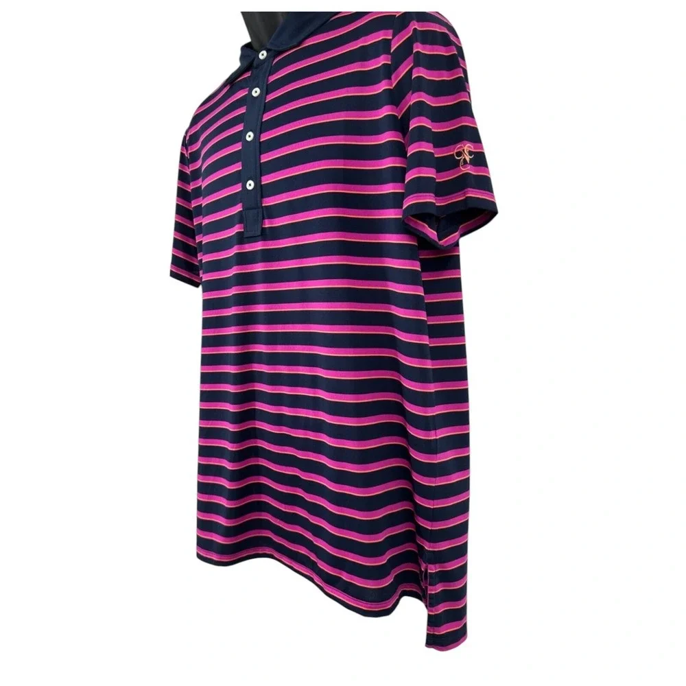 Ralph Lauren RLX Men's Pullover Collared Polo Shirt Medium Purple Striped Knit